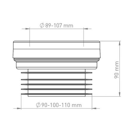 Bruckner - WC ültetőgumi fix, centrikus fekete/fehér