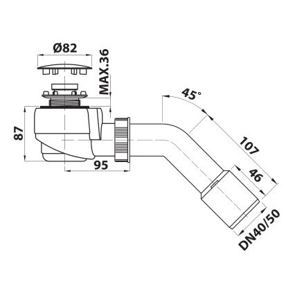 Bruckner - Zuhanytálca szifon DN40/50 fehér/csiszolt rozsdamentes