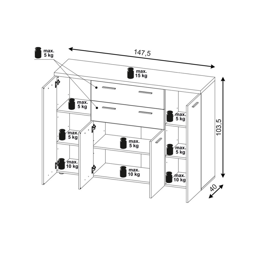 BRUNO komód sonoma tölgy/fehér