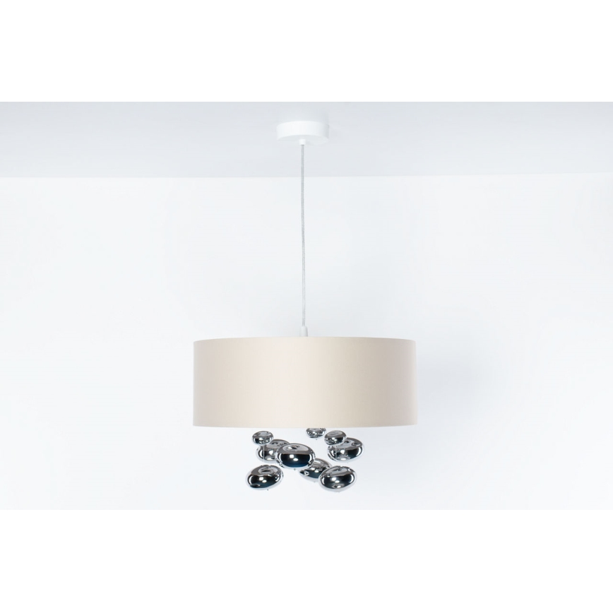 BUBBLE csillár, kábelre függeszthető, 1xE27/60W/230V, Ø 40 cm, bézs