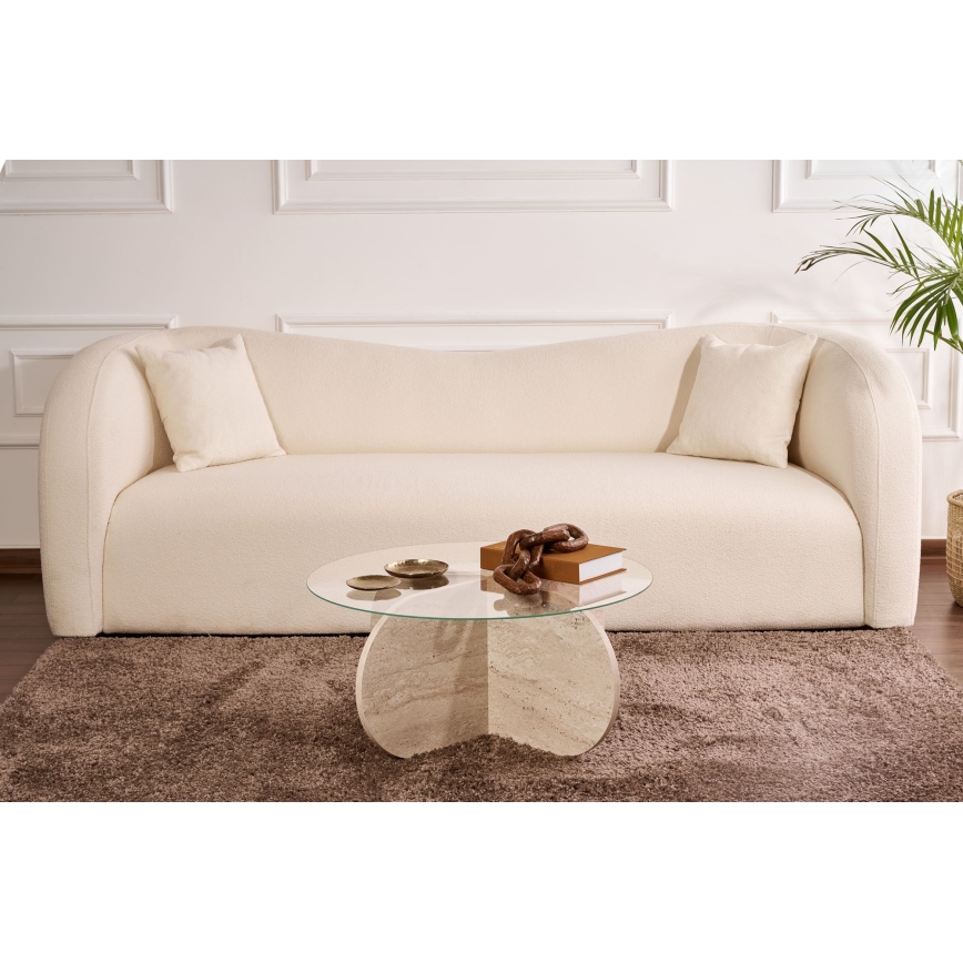 BUBBLE dohányzóasztal, átmérő 75 cm, bézs/átlátszó