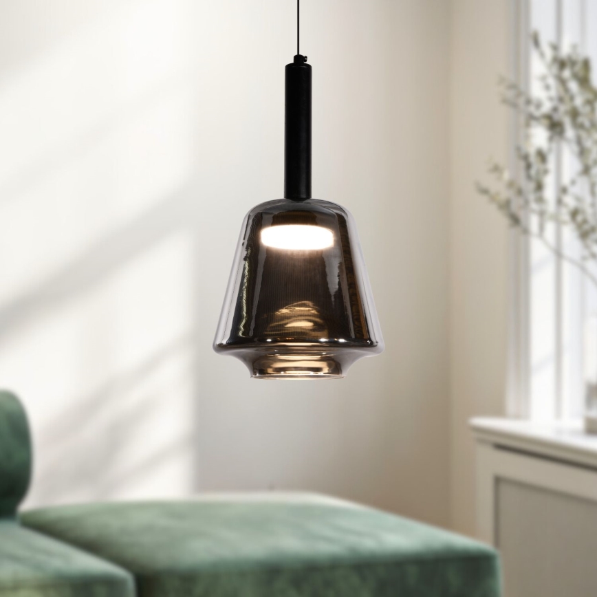 BUENO kábelre szerelt függőlámpa 1xGX53/9W/230V, Ø 18 cm, füstös fekete