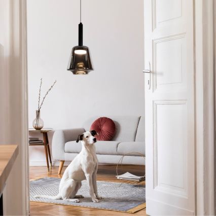 BUENO kábelre szerelt függőlámpa 1xGX53/9W/230V, Ø 18 cm, füstös fekete