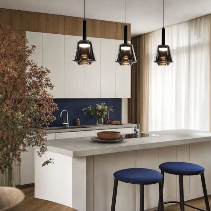 BUENO kábelre szerelt függőlámpa 1xGX53/9W/230V, Ø 18 cm, füstös fekete