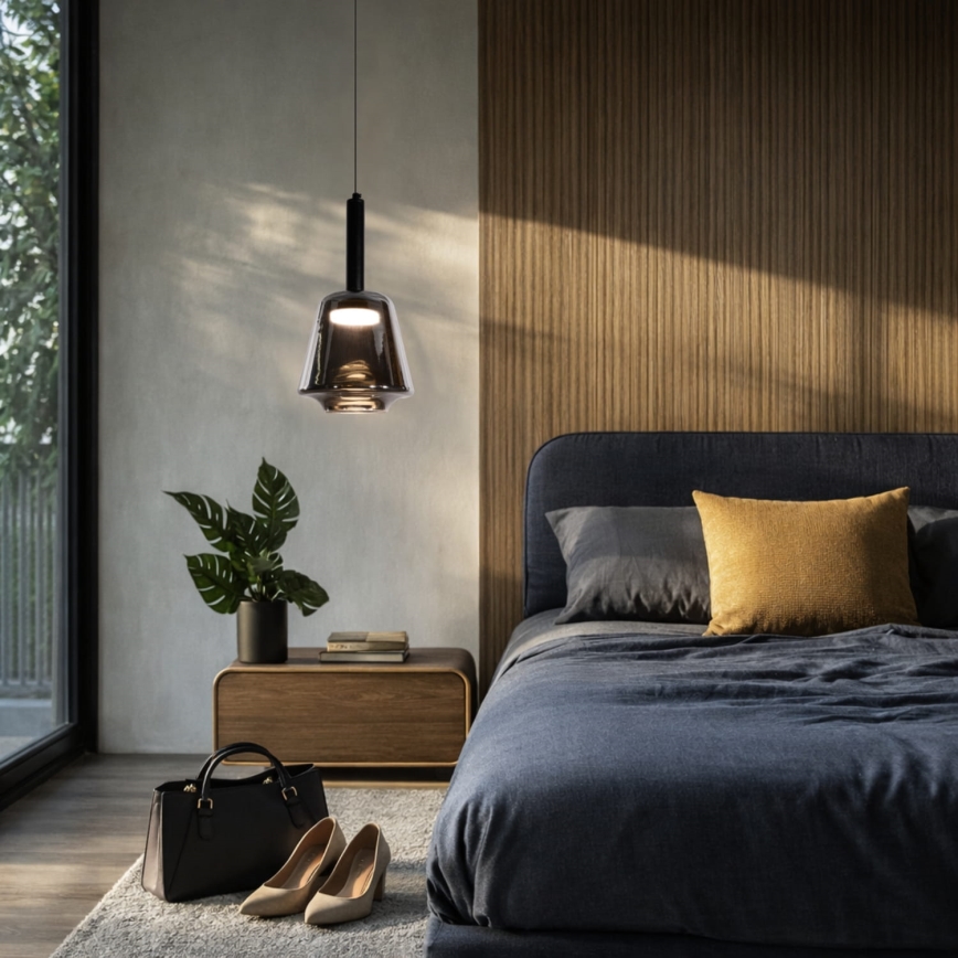 BUENO kábelre szerelt függőlámpa 1xGX53/9W/230V, Ø 18 cm, füstös fekete