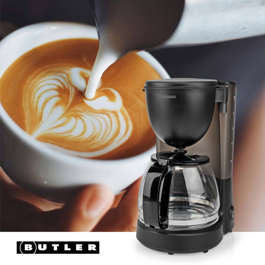Butler - 1,25 l kapacitású csepegtetős kávéfőző melegtartó funkcióval, 750 W/230 V, fekete