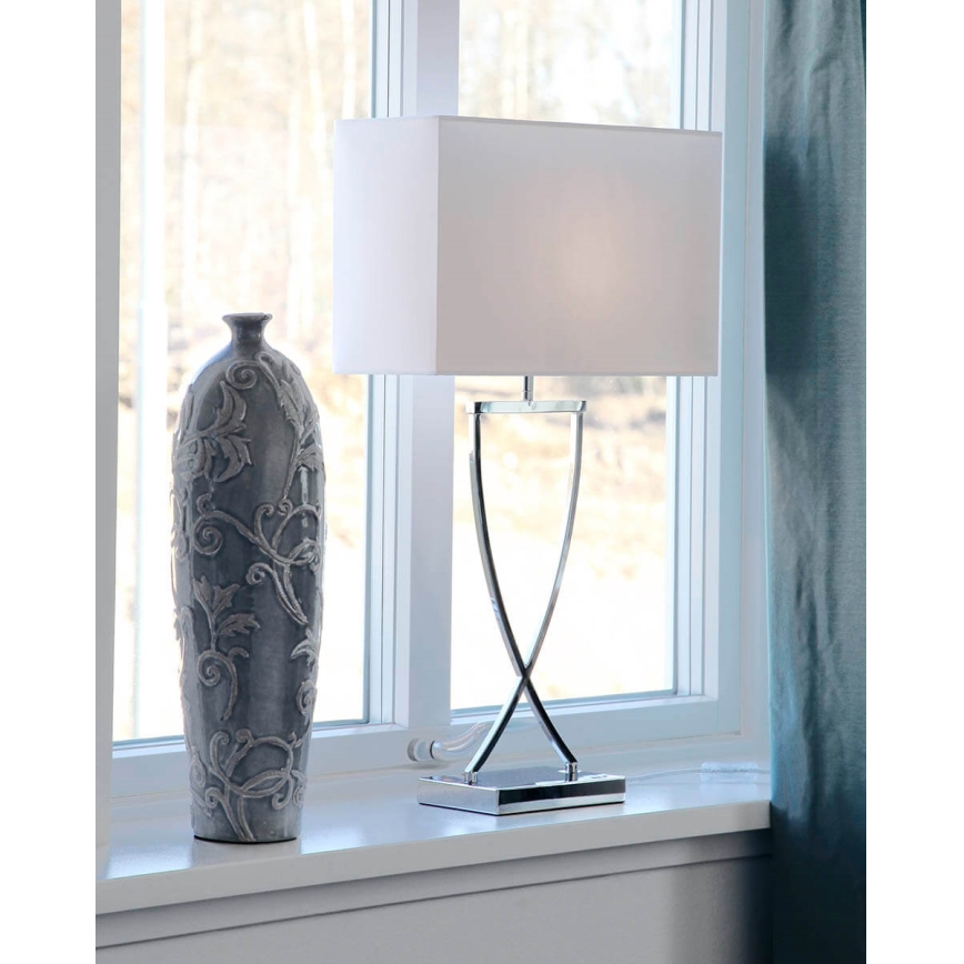 ByRydens - Asztali lámpa OMEGA 1xE27/5W/230V fehér/fényes króm