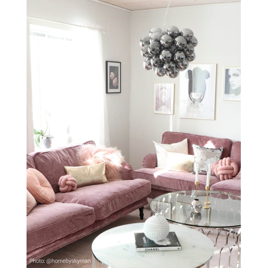 ByRydens - Csillár zsinóron GROSS 8xG9/4W/230V füstös/fekete átm. 50 cm