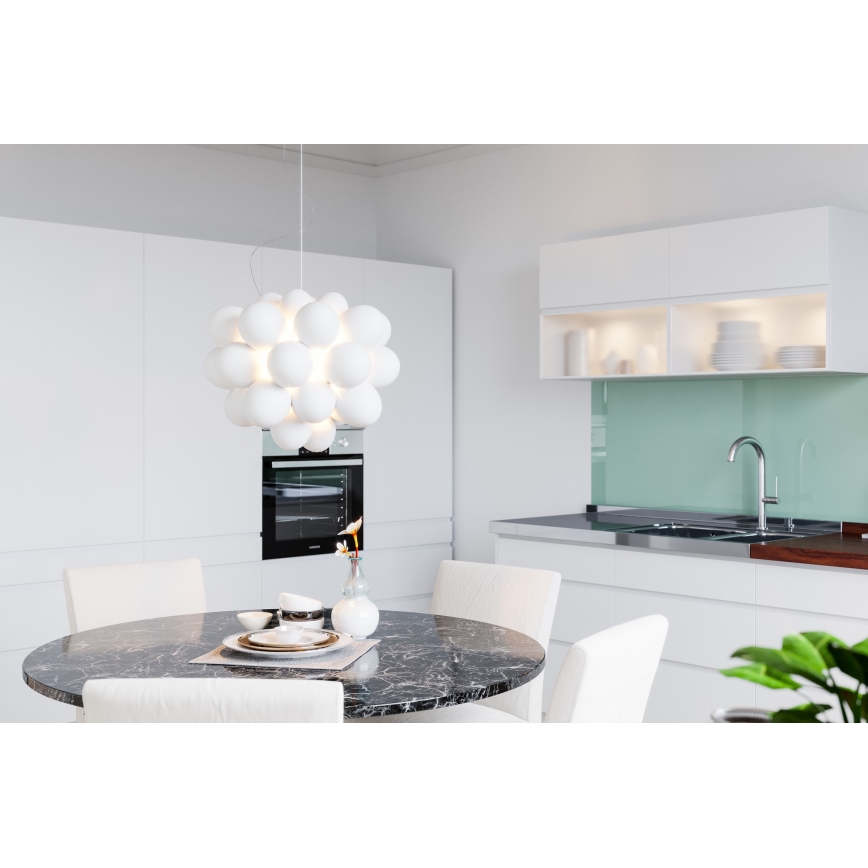 ByRydens - Csillár zsinóron GROSS 8xG9/4W/230V fehér átm. 50 cm