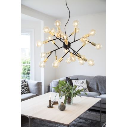 ByRydens - Csillár zsinóron HEROES 24xE27/5W/230V fekete átm. 80 cm