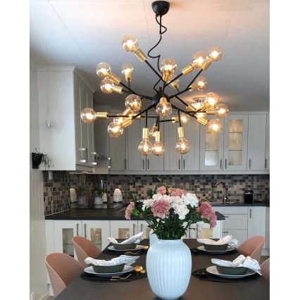 ByRydens - Csillár zsinóron HEROES 24xE27/5W/230V fekete átm. 80 cm