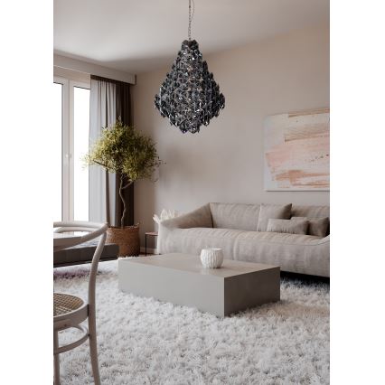 ByRydens - Csillár láncon MONARQUE GRANDE 11xE14/5W/230V fekete átm. 58 cm