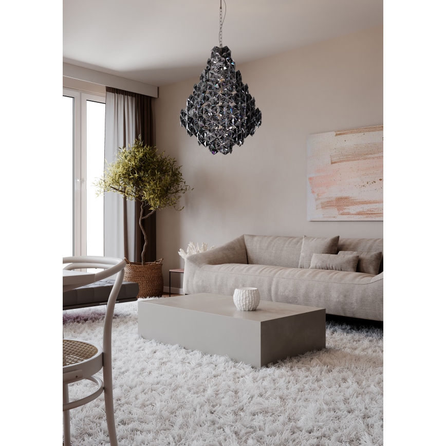 ByRydens - Csillár láncon MONARQUE GRANDE 11xE14/5W/230V fekete átm. 58 cm