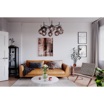 ByRydens - Csillár zsinóron BOYLE 8xE27/5W/230V füstös/fekete átm. 83 cm