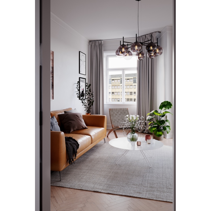 ByRydens - Csillár zsinóron BOYLE 8xE27/5W/230V füstös/fekete átm. 83 cm