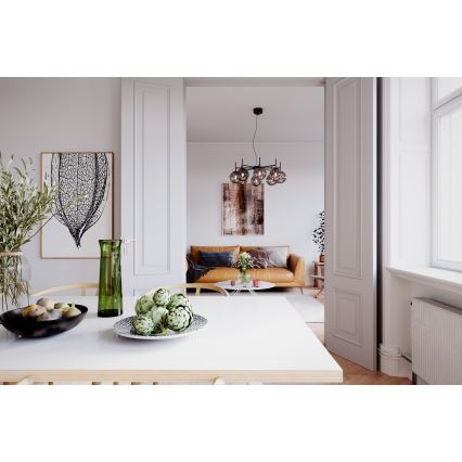 ByRydens - Csillár zsinóron BOYLE 8xE27/5W/230V füstös/fekete átm. 83 cm