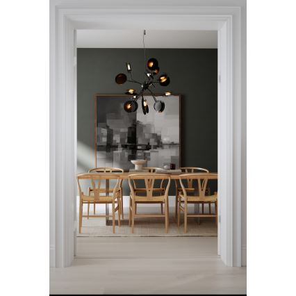 ByRydens - Csillár zsinóron TURNO 18xG9/4W/230V arany/fekete átm. 80 cm