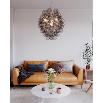 ByRydens - Kábellel függesztett csillár DELUXE 4xE14/5W/230V szürke/füstszínű