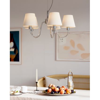 ByRydens - Kábelre függeszthető LYNF csillár 5xE14/8W/230V, fényes króm/fehér