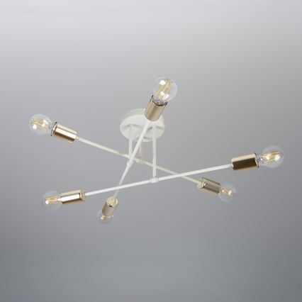 CAMBRIDGE felületre szerelhető csillár, 6×E27, 15 W, 230 V, sárgaréz/fehér
