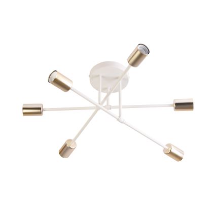 CAMBRIDGE felületre szerelhető csillár, 6×E27, 15 W, 230 V, sárgaréz/fehér