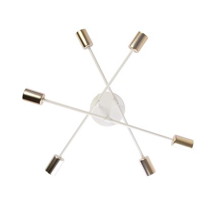 CAMBRIDGE felületre szerelhető csillár, 6×E27, 15 W, 230 V, sárgaréz/fehér
