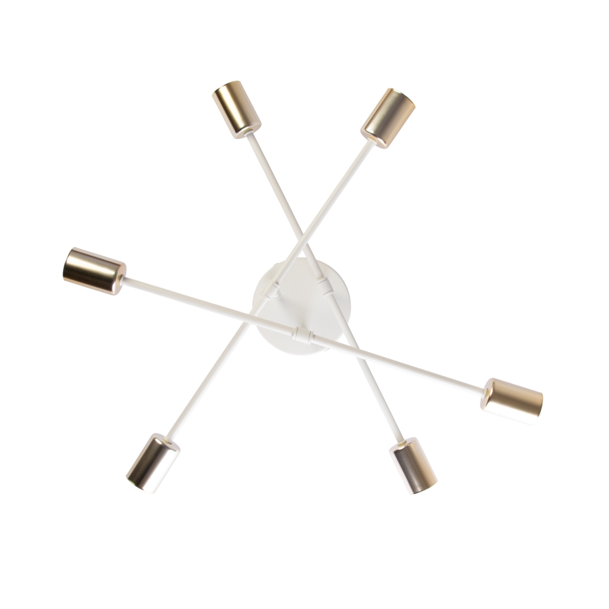 CAMBRIDGE felületre szerelhető csillár, 6×E27, 15 W, 230 V, sárgaréz/fehér