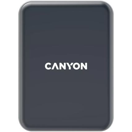 Canyon - Mágneses autós telefontartó Qi 5V vezeték nélküli töltési funkcióval, fekete, szögletes