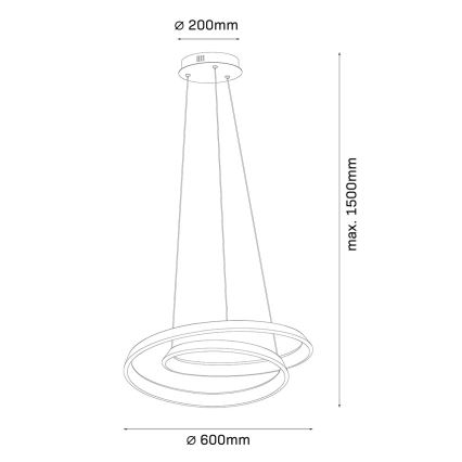 CASHMERE LED kábeles függőlámpa, 75 W/230 V, átmérő 60 cm, fehér