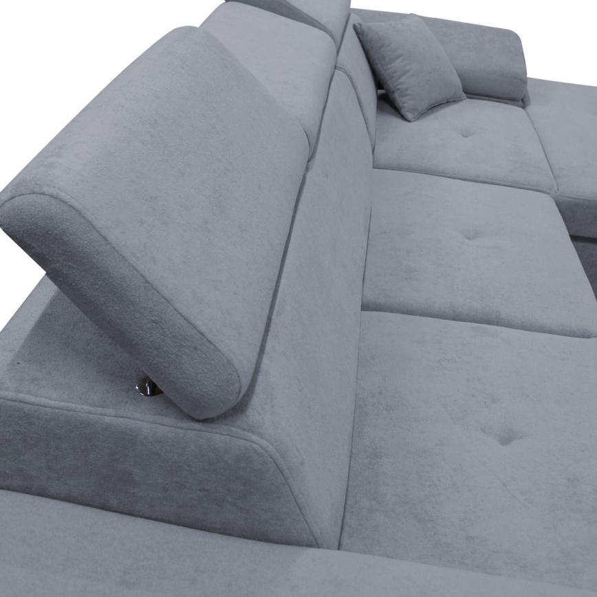 CASTELO jobb oldali, L-alakú, kihúzható sarokkanapé tárolóval, sötétszürke