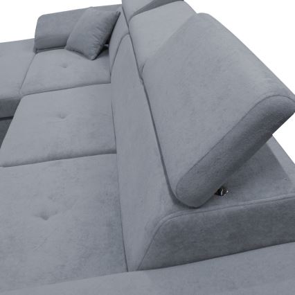 Ággyá nyitható L-alakú balos CASTELO sarokülőgarnitúra tárolóval, sötétszürke