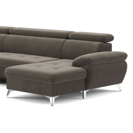 Ágyazható sarokkanapé tárolóhellyel U alakban CATANIA balos barna