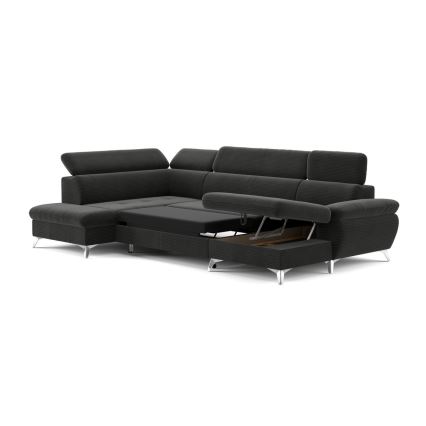 Kihajtható sarokkanapé tárolóhellyel U alakban CATANIA balos grafit