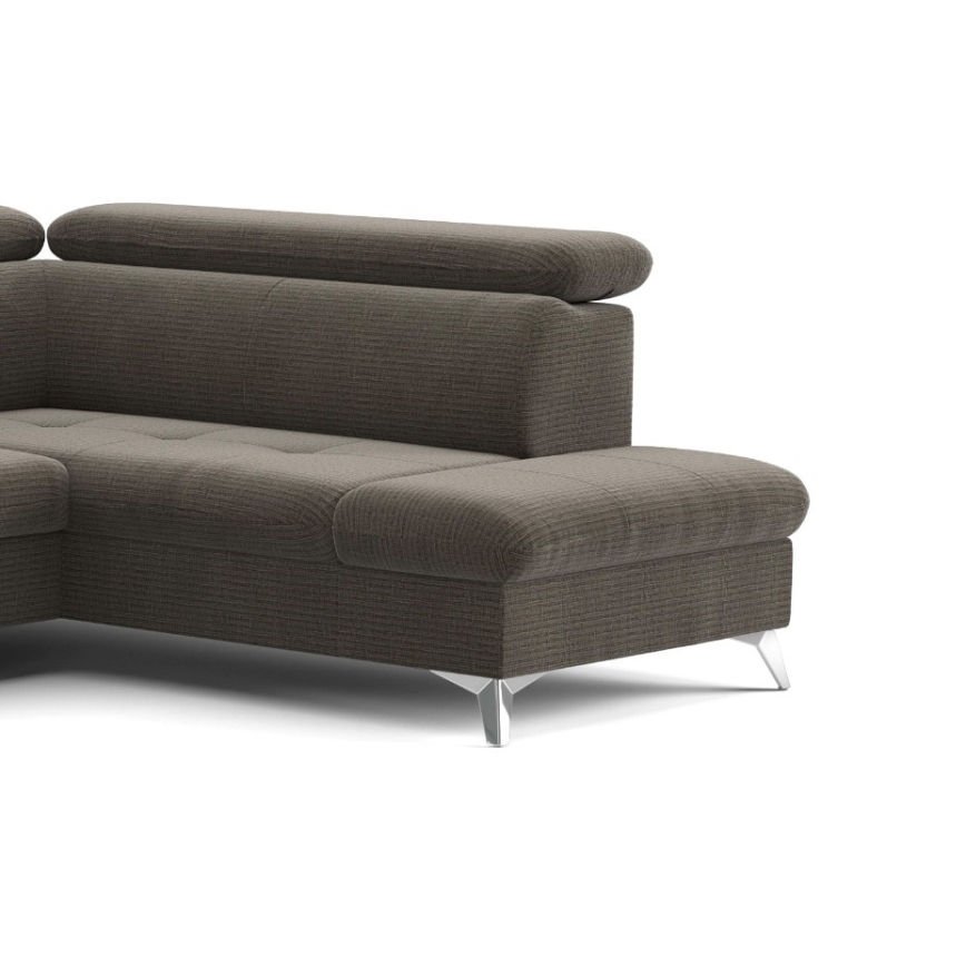 Kihúzható sarokkanapé tárolóhellyel U alakban CATANIA jobb oldali barna