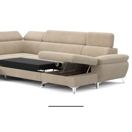 Kihajtható sarokkanapé tárolóhellyel U alakban CATANIA balos bézs