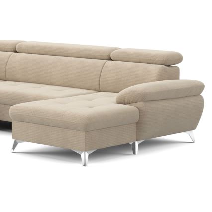 Kihajtható sarokkanapé tárolóhellyel U alakban CATANIA balos bézs