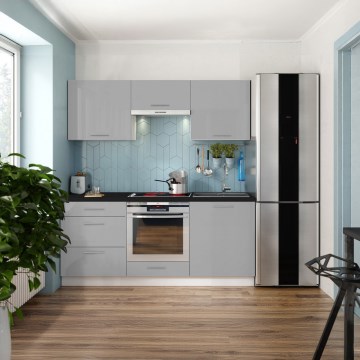 CELESTE 180 cm-es, fényes szürke konyhablokk