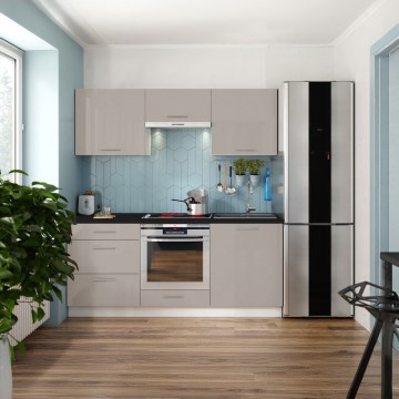 CELESTE 180 cm magasfényű, taupe színű konyhabútor