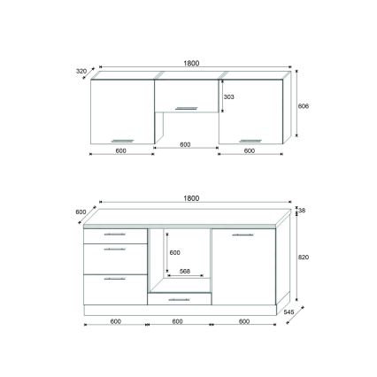 CELESTE 180 cm magasfényű, taupe színű konyhabútor