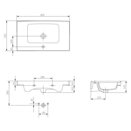 Cersanit K114-017 - pultba/falra szerelhető CREA 44,5x80,5 cm kerámia/fényes fehér
