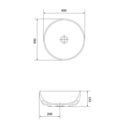 Cersanit K116-048 - MODUO mosdó 40 cm átmérőjű, kerámia/fényes fehér, pultba építhető