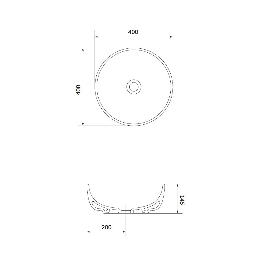 Cersanit K116-048 - MODUO mosdó 40 cm átmérőjű, kerámia/fényes fehér, pultba építhető