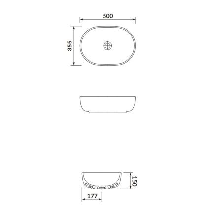 Cersanit K116-049 - MODUO mosdó 35,5x50 cm, kerámia/fényes fehér, pultba építhető