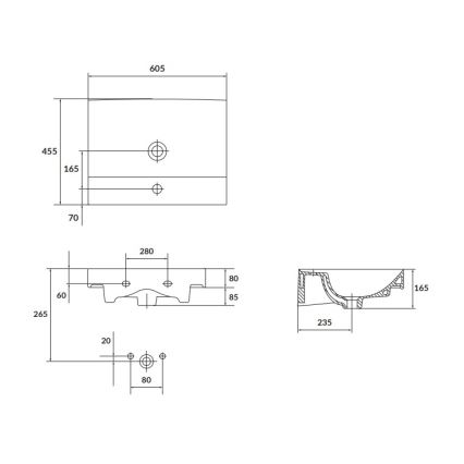 Cersanit K120-009 - Süllyesztett mosdó LARGA 45,5x60,5 cm kerámia/fényes fehér