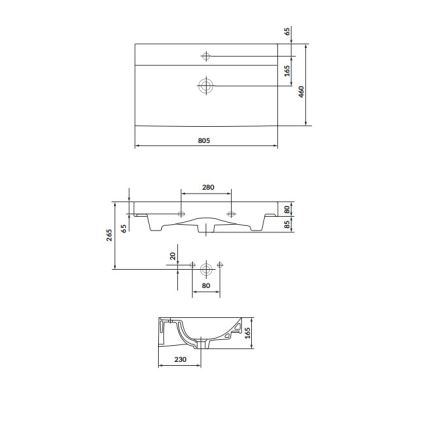 Cersanit K120-010 - Beépíthető mosdó LARGA 46x80,5 cm kerámia/fényes fehér