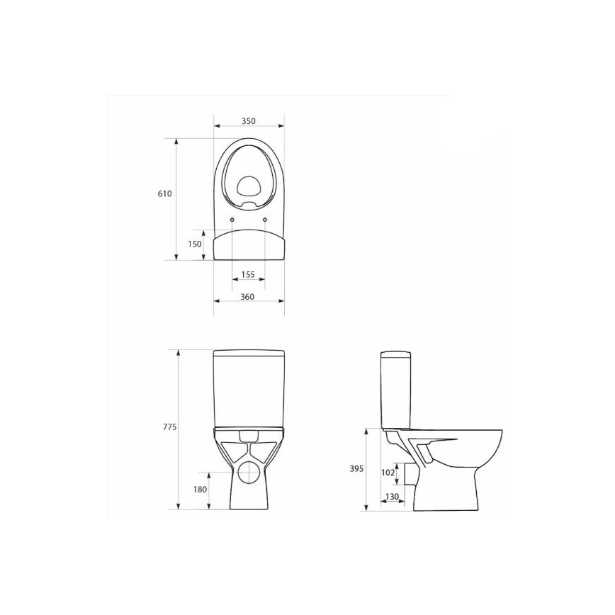 Cersanit K27-062 - Padlóra álló PARVA WC, kerámia/fehér