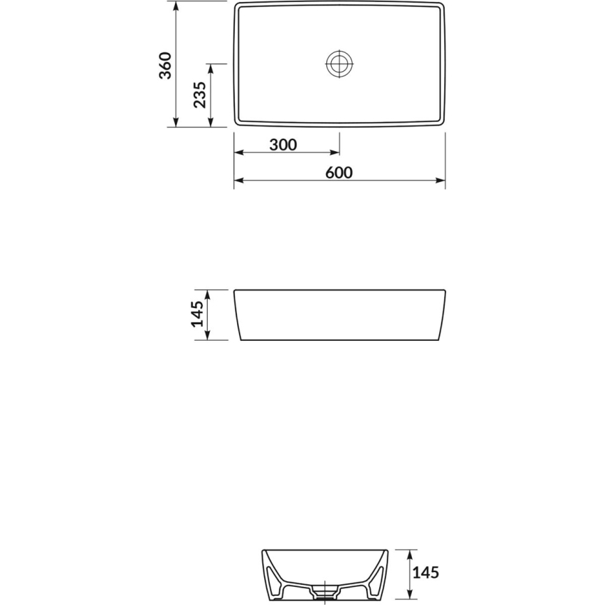 Cersanit K35-047-ECO - CITY ráültethető mosdó 36x60 cm, kerámia/fényes fehér