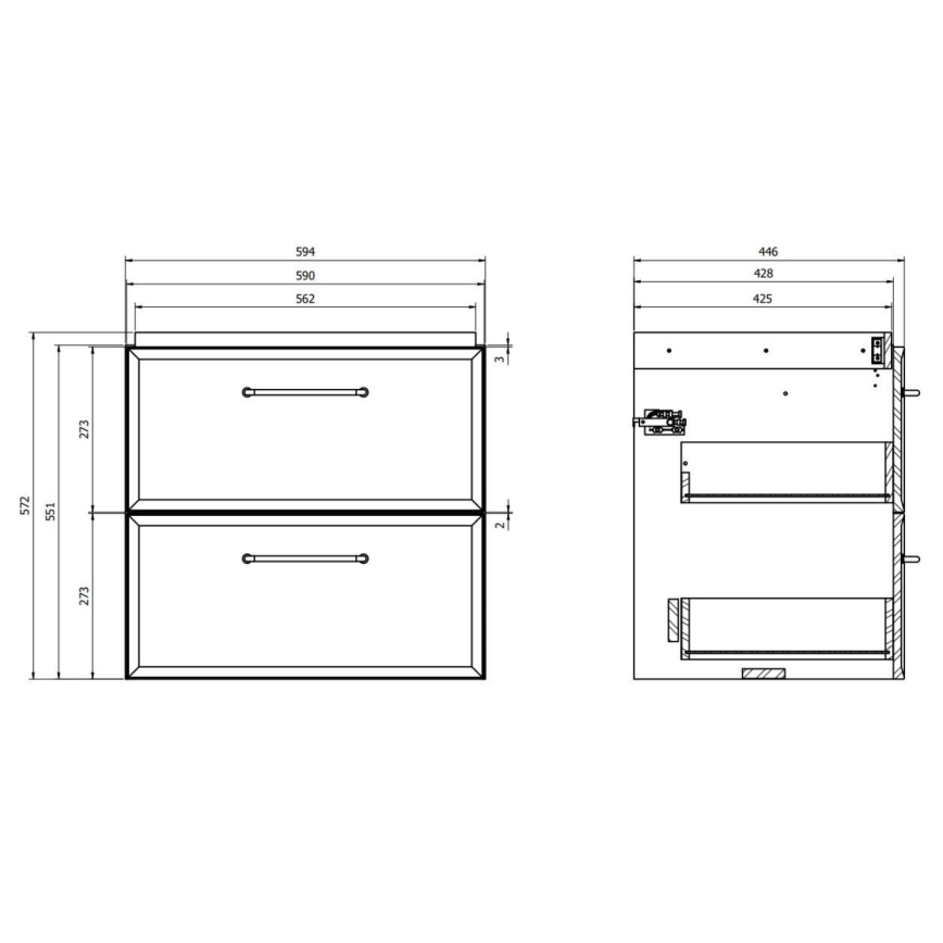 Cersanit S1021-003 - MILLE fali mosdószekrény 60x45 cm menta