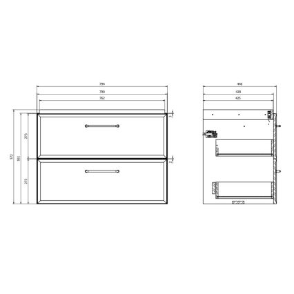 Cersanit S1021-004 - MILLE falra szerelhető mosdószekrény 80x45 cm fehér