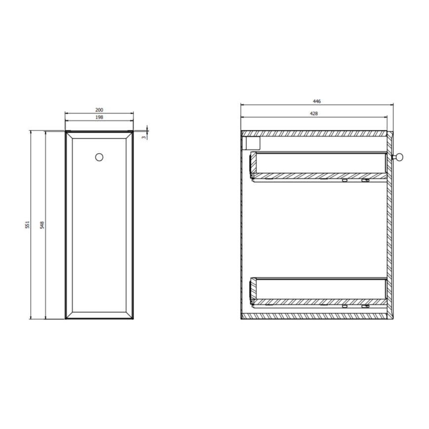 Cersanit S1022-008 - MILLE fali fürdőszobaszekrény, 20x45 cm, menta